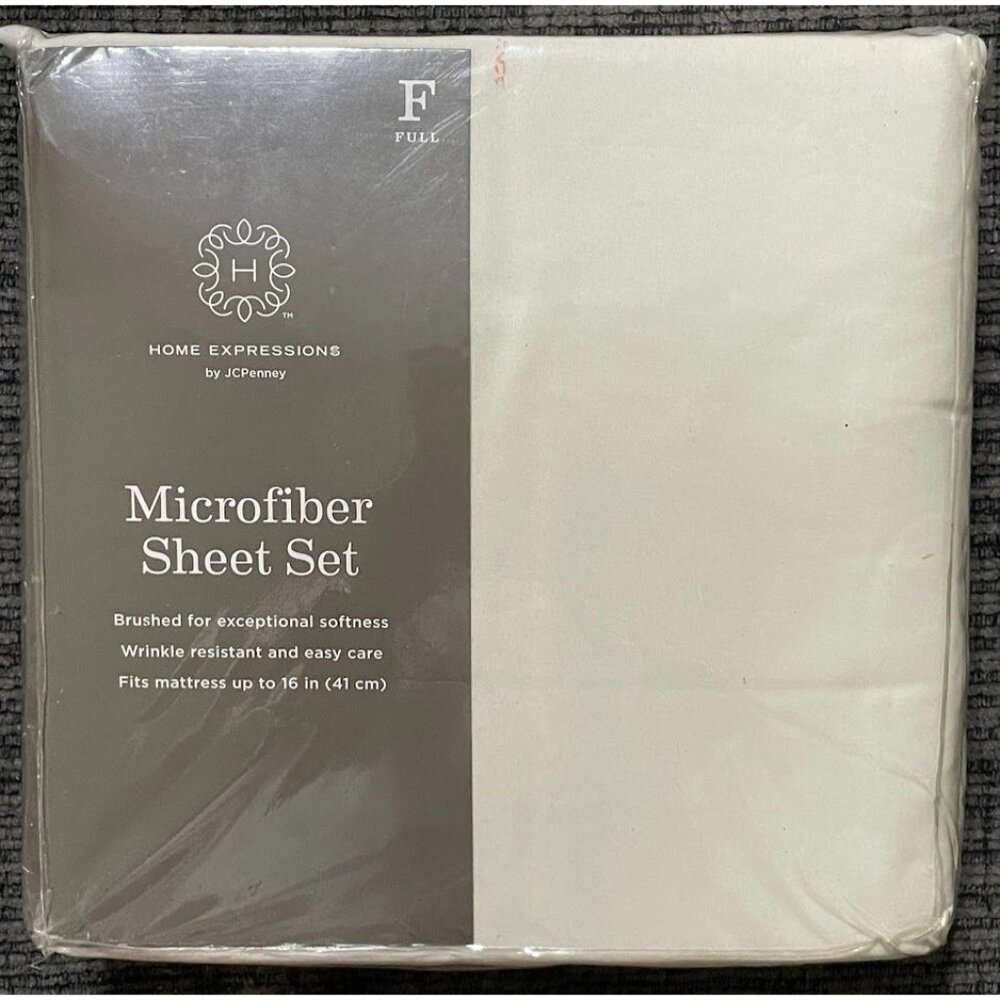 NWT‎ Home Expressions FULL SET Microfiber Sheets Vanilla Cream New In Package